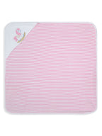Premium Hooded Towels Pirmrose Pony Embroidery Stripes Pattern - Parfait Pink