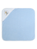 Premium Hooded Towels Prince Teddy Embroidery Stripes Pattern - Blue Bell