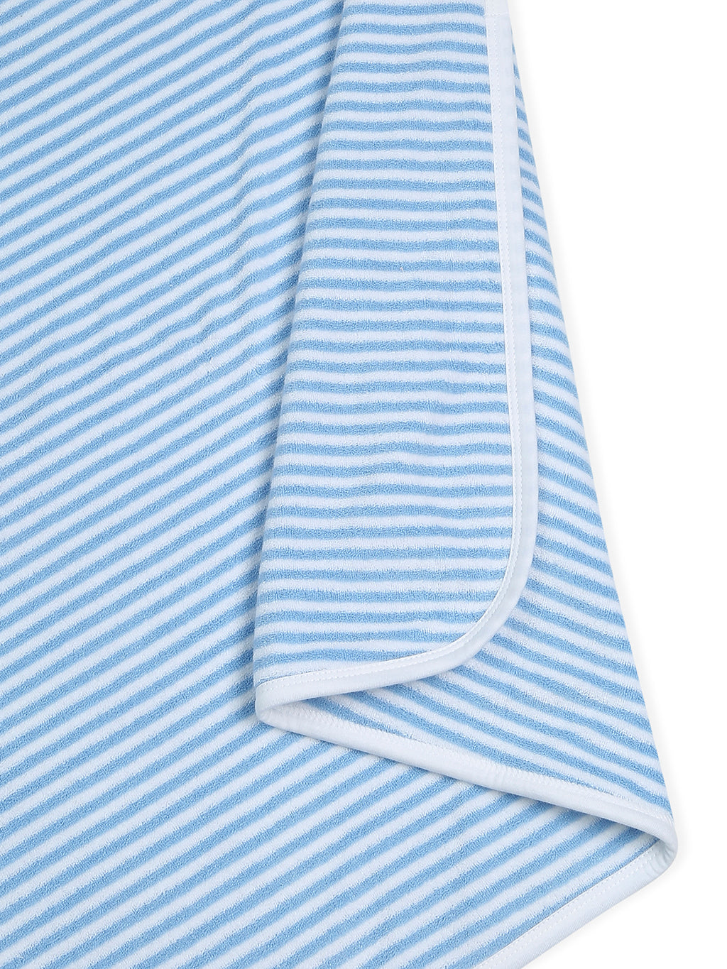 Premium Hooded Towels Prince Teddy Embroidery Stripes Pattern - Blue Bell