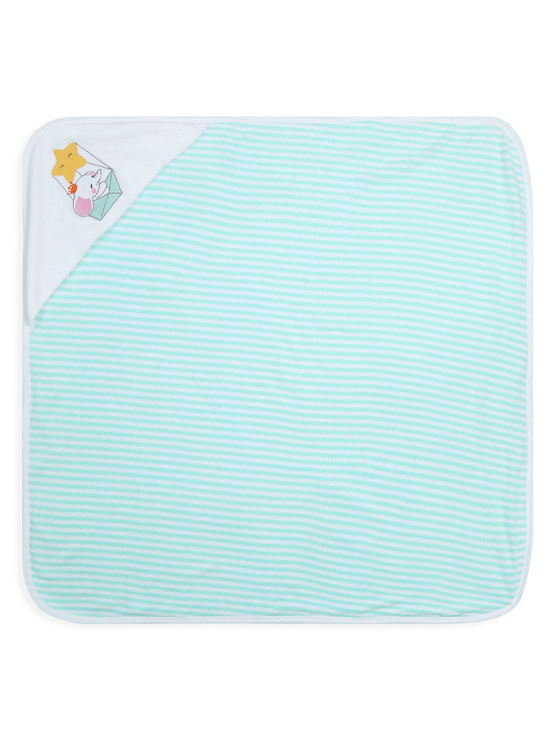 Premium Hooded Towels Luna Balloon & Trunky Embroidery Stripes Pattern - Blue Tint