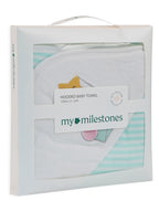 Premium Hooded Towels Luna Balloon & Trunky Embroidery Stripes Pattern - Blue Tint