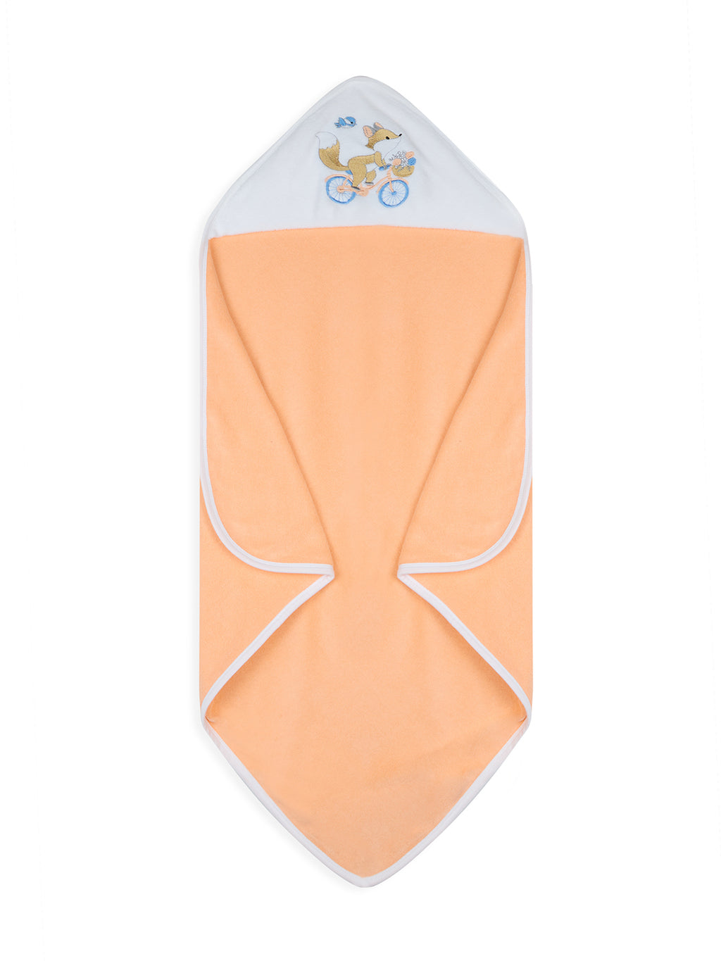 Premium Hooded Towels Miss Marigold Embroidery Solid Pattern - Tropical Peach