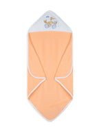 Premium Hooded Towels Miss Marigold Embroidery Solid Pattern - Tropical Peach