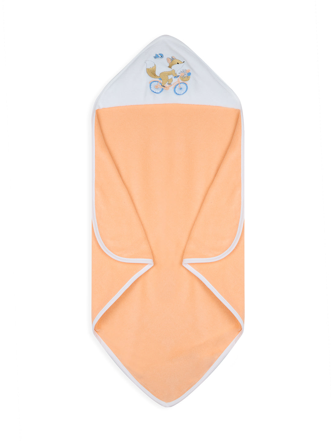 Premium Hooded Towels Miss Marigold Embroidery Solid Pattern - Tropical Peach