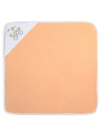 Premium Hooded Towels Miss Marigold Embroidery Solid Pattern - Tropical Peach