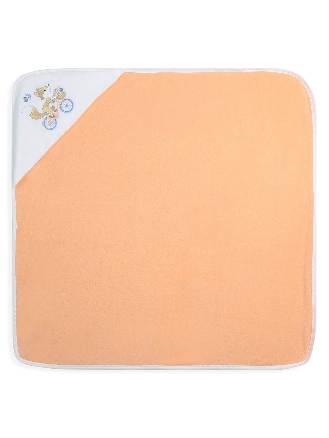 Premium Hooded Towels Miss Marigold Embroidery Solid Pattern - Tropical Peach