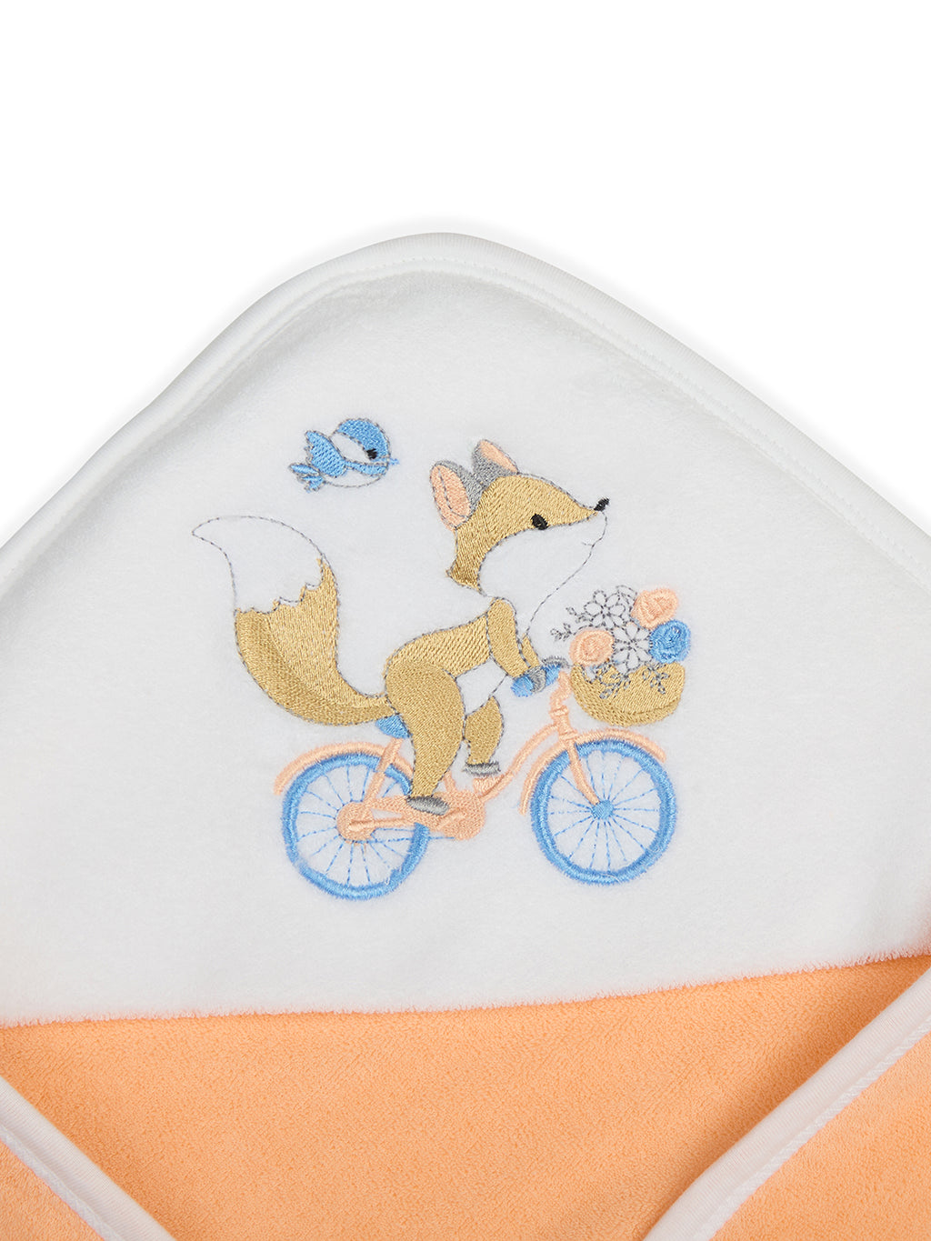 Premium Hooded Towels Miss Marigold Embroidery Solid Pattern - Tropical Peach