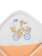Premium Hooded Towels Miss Marigold Embroidery Solid Pattern - Tropical Peach