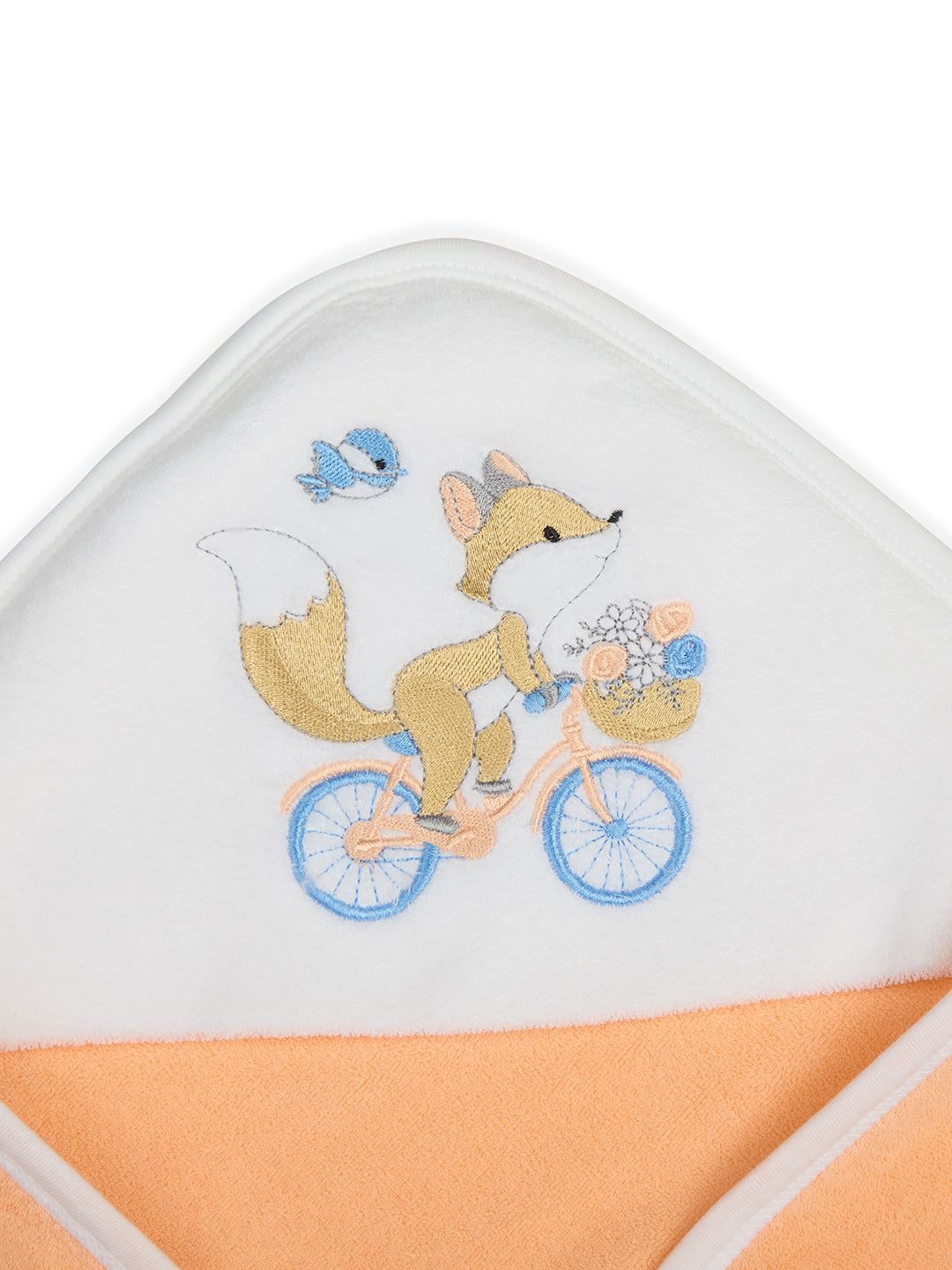 Premium Hooded Towels Miss Marigold Embroidery Solid Pattern - Tropical Peach