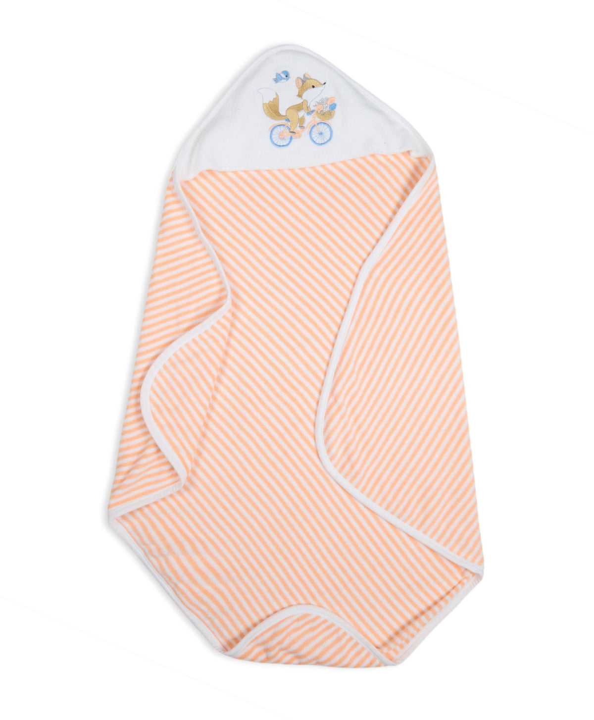 Premium Hooded Towels Miss Marigold Embroidery Stripes Pattern - Tropical Peach