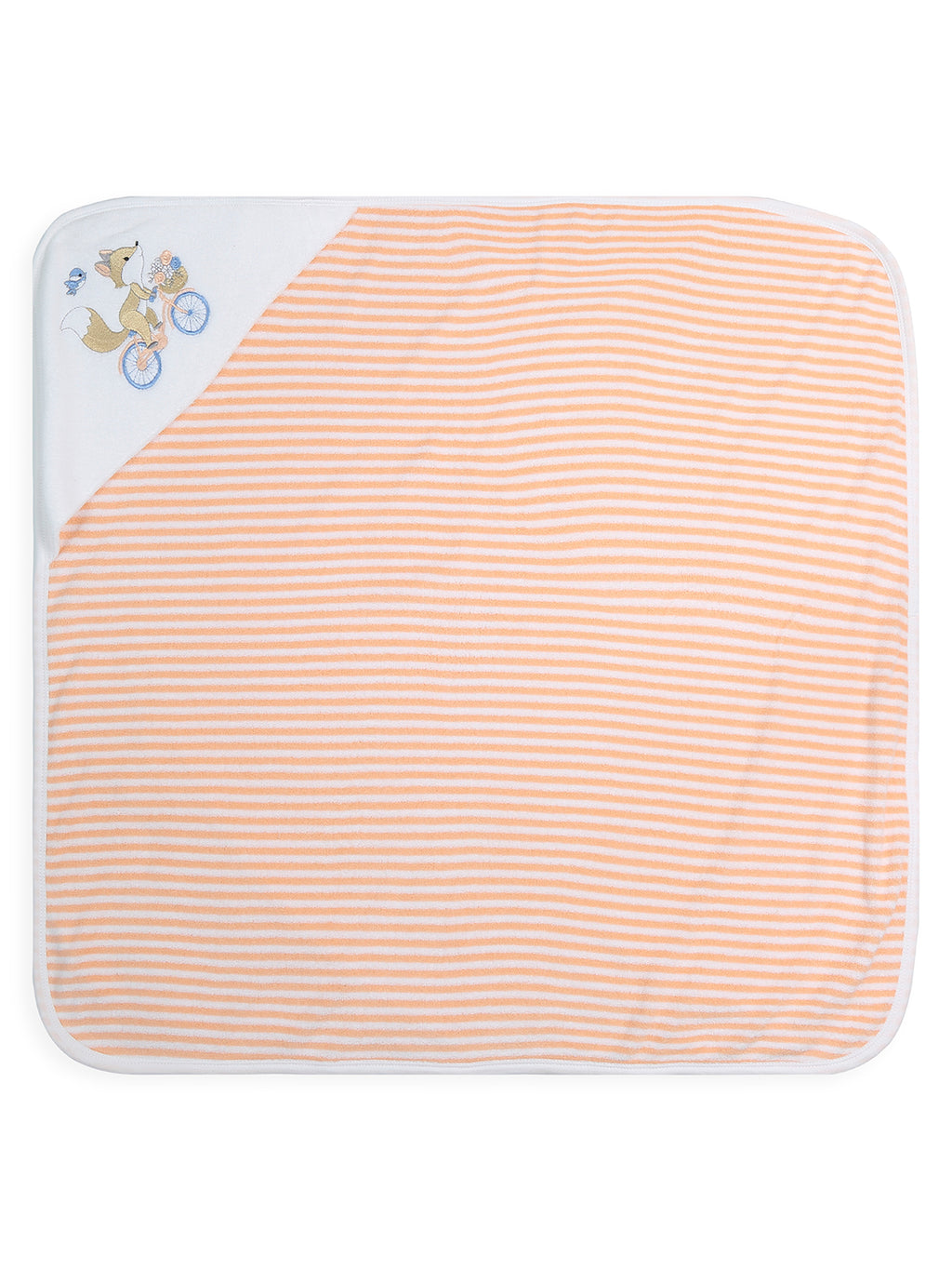Premium Hooded Towels Miss Marigold Embroidery Stripes Pattern - Tropical Peach