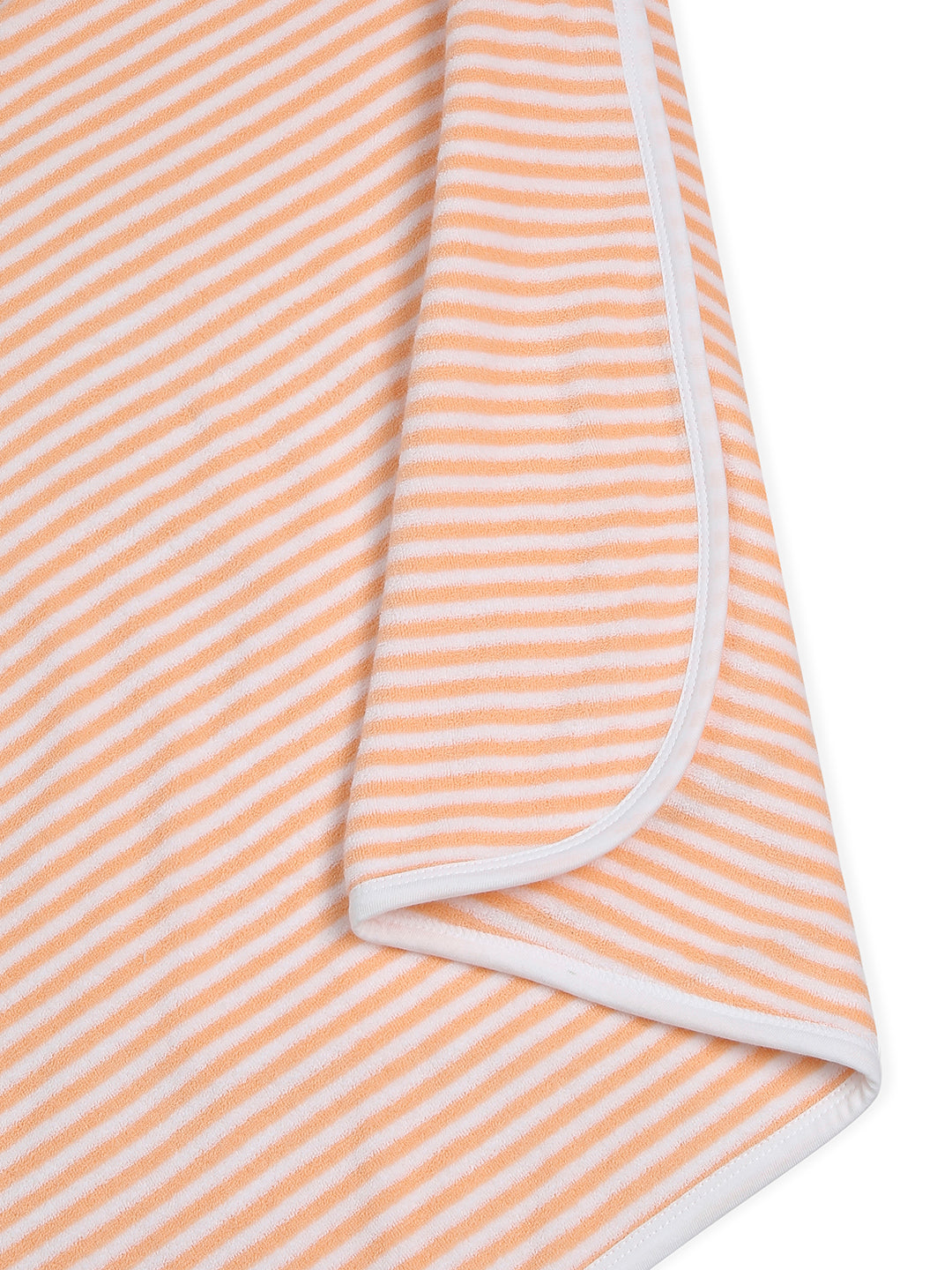 Premium Hooded Towels Miss Marigold Embroidery Stripes Pattern - Tropical Peach