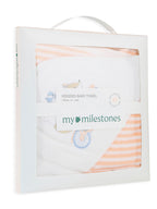 Premium Hooded Towels Miss Marigold Embroidery Stripes Pattern - Tropical Peach