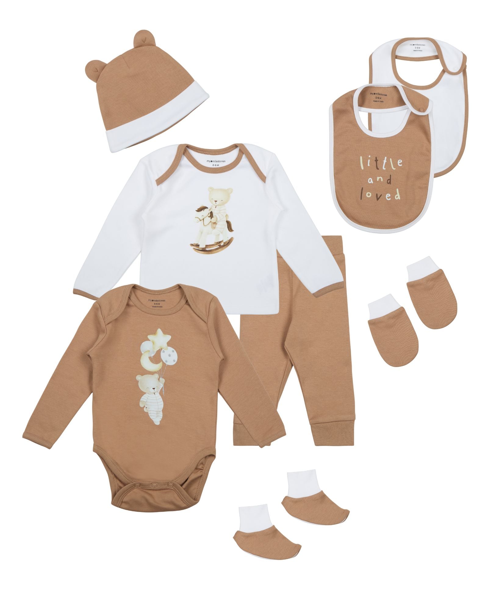 Infant Essentials Gift Set Full Sleeves Fawn - 8 Pieces