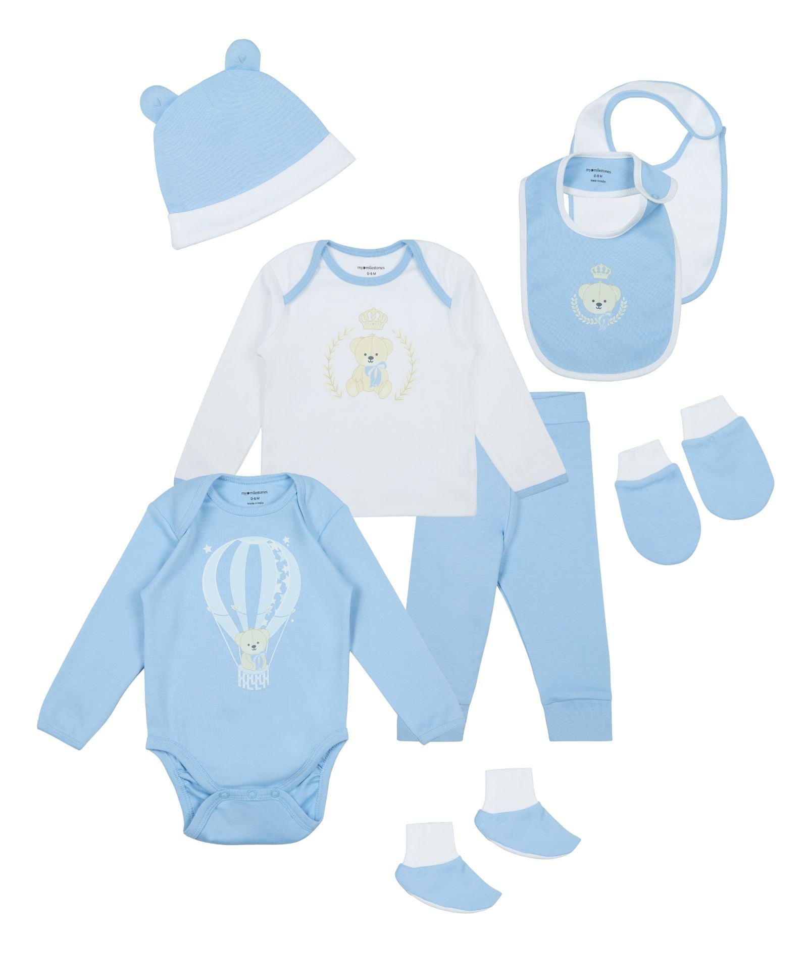 Infant Essentials Gift Set Full Sleeves Blue Bell - 8 Pieces