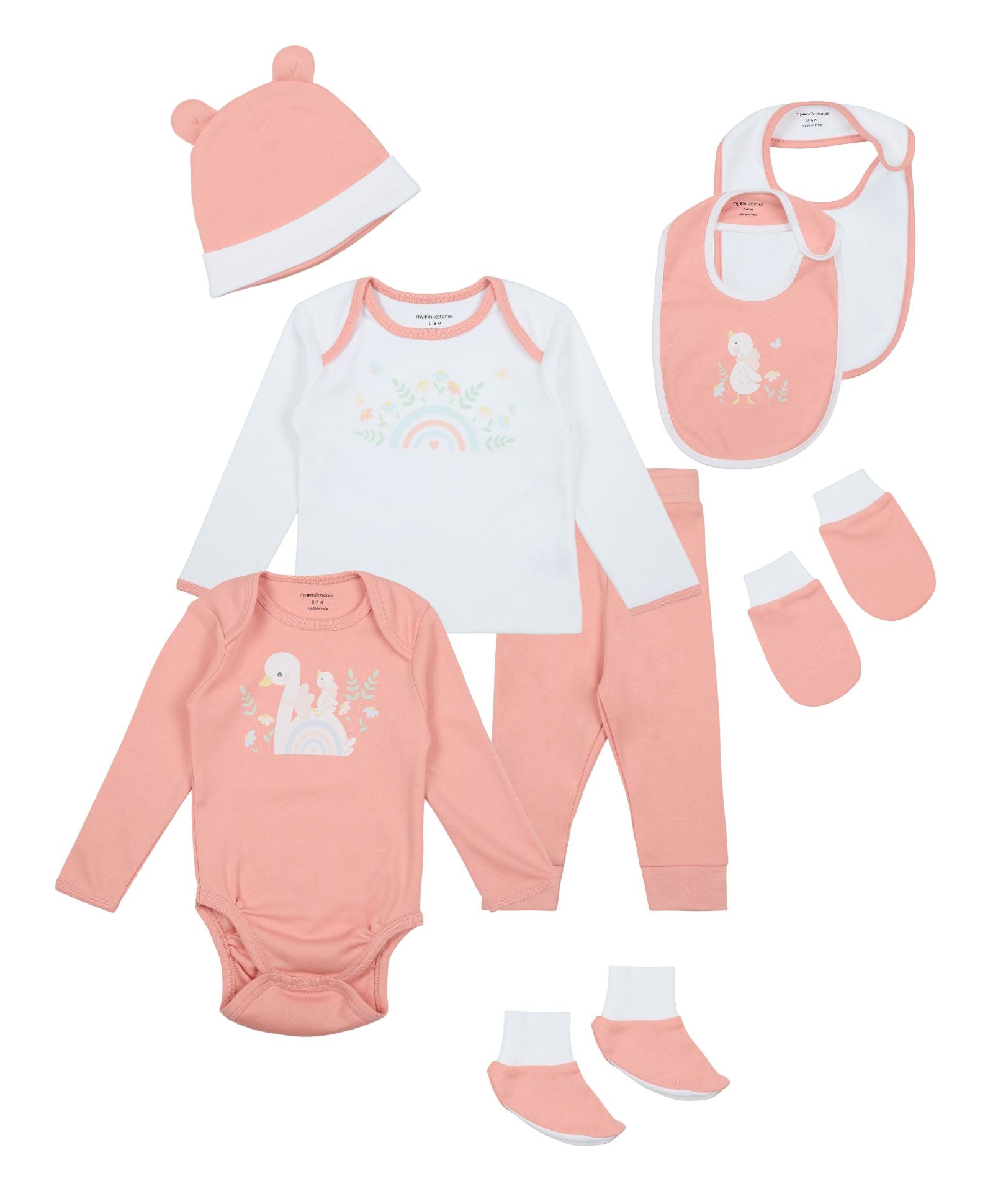 Infant Essentials Gift Set Full Sleeves Peach - 8 Pieces