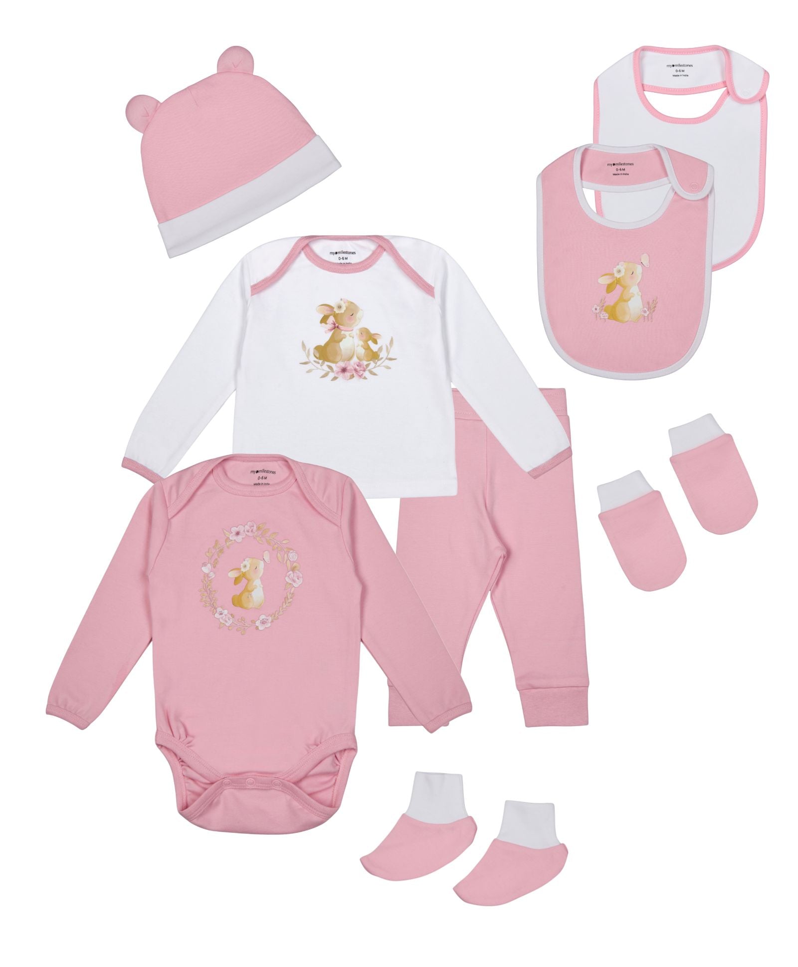 Infant Essentials Gift Set Full Sleeves Parfait Pink - 8 Pieces