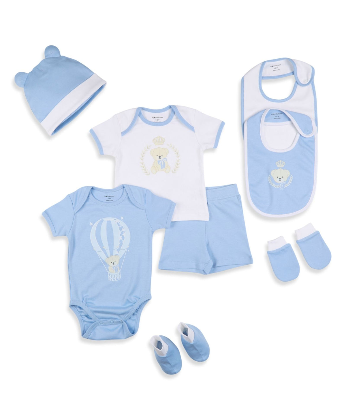 Infant Essentials Gift Set Short Sleeves Blue Bell - 8 Pieces