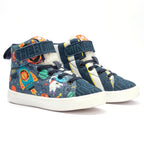 Kids Space Hi-Top Sneakers | Cosmic-Themed Quilted Lace-Up Shoes | Lightweight & Anti-Skid Sneakers for Kids