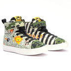 Kids Jungle Hi-Top Sneakers | Wild-Themed Corded Lace-Up Shoes | Lightweight & Anti-Skid Footwear for Kids