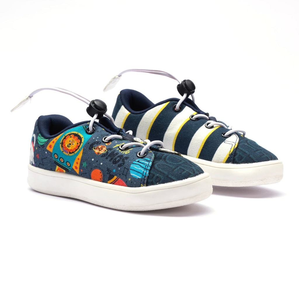 Kids Space Sneakers| Fancy & Comfortable Velcro Shoes with Cord Laces