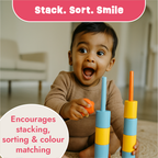 Peg Board - Stack and sort with 8 pattern cards