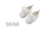 White Blossom Prewalker Ballerina & white butterfly clips