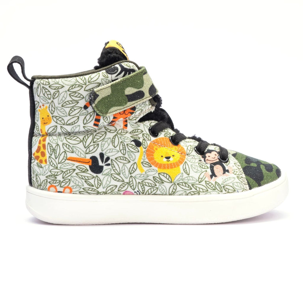 Kids Jungle Hi-Top Sneakers | Wild-Themed Corded Lace-Up Shoes | Lightweight & Anti-Skid Footwear for Kids