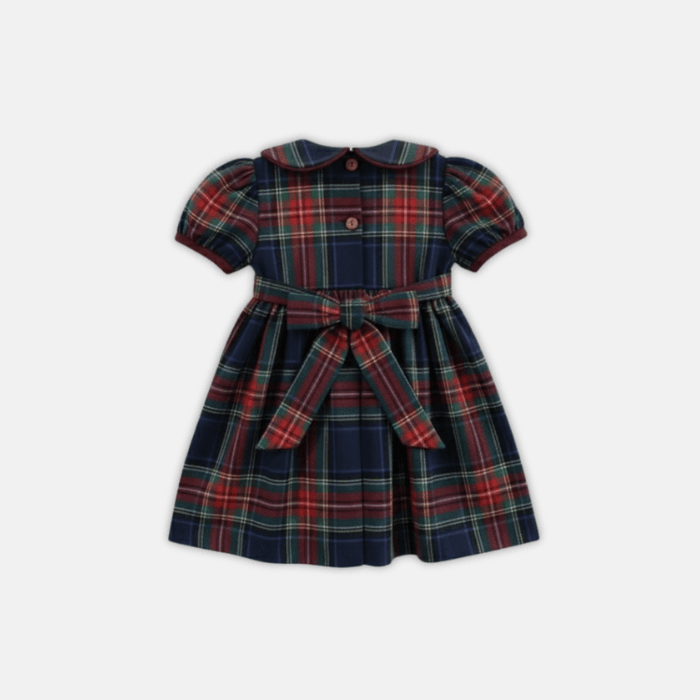 Blue Plaid Pintuck Dress