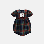 Blue Plaid Pintuck Romper