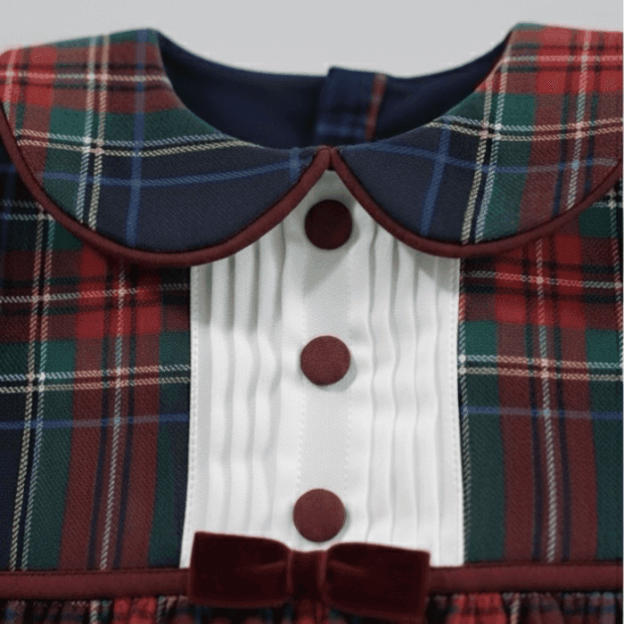 Blue Plaid Pintuck Romper