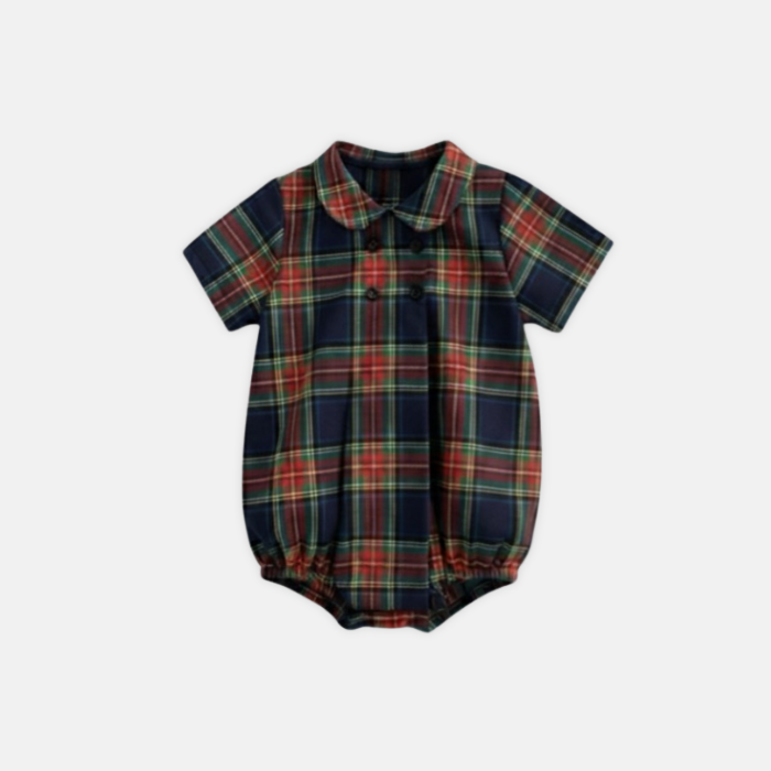 Blue Plaid Romper