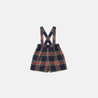 Blue Plaid Suspender Shorts