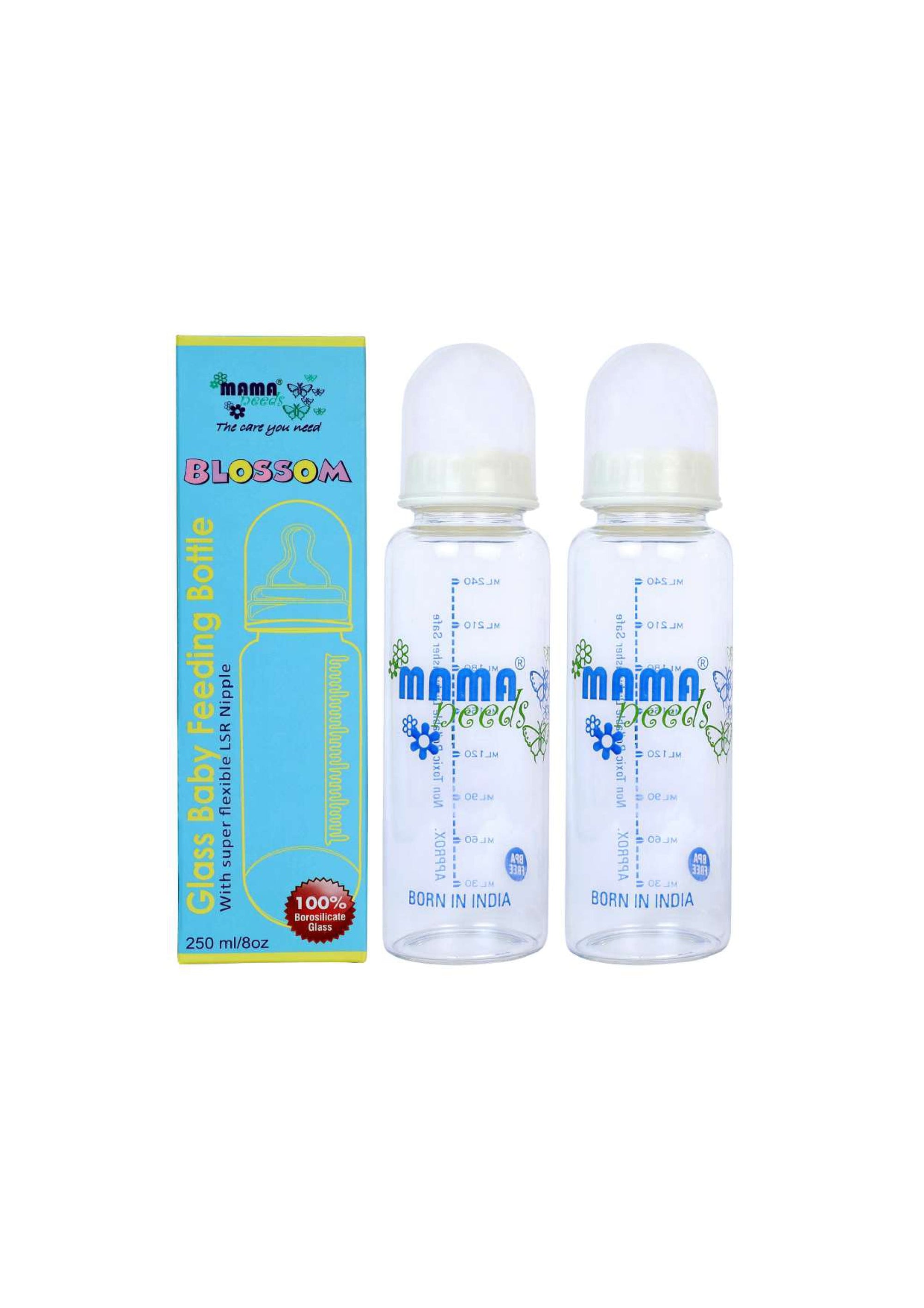 BLOSSOM, 250 ml, 100% Borosilicate Glass Feeding Bottle ( Pack of 2)