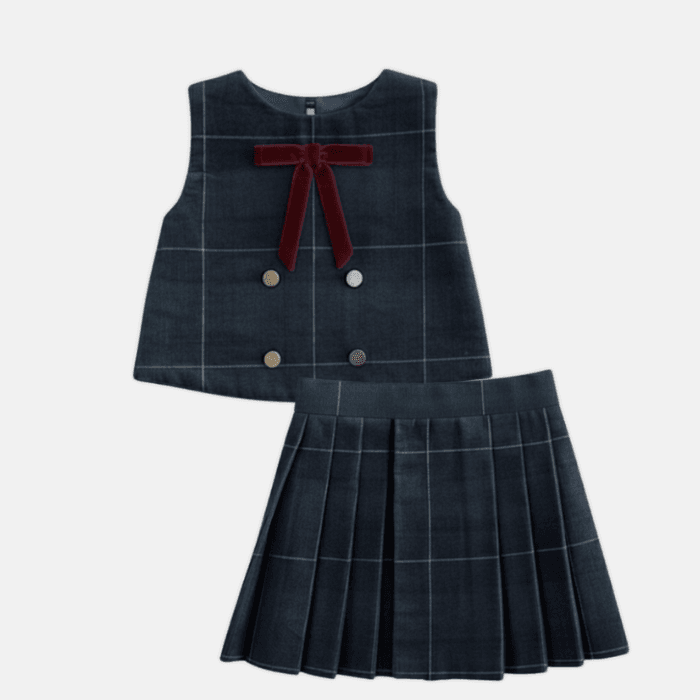 Corduroy Pleated Skirt Set