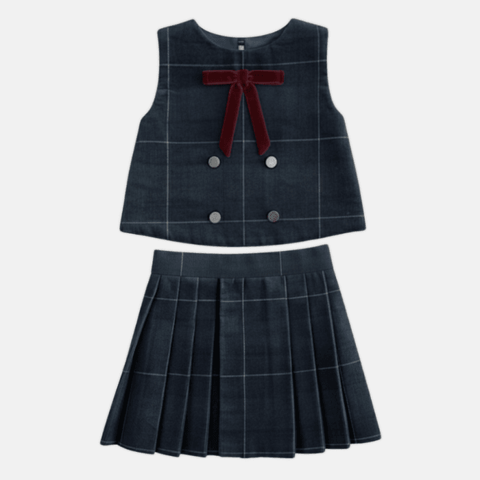 Corduroy Pleated Skirt Set