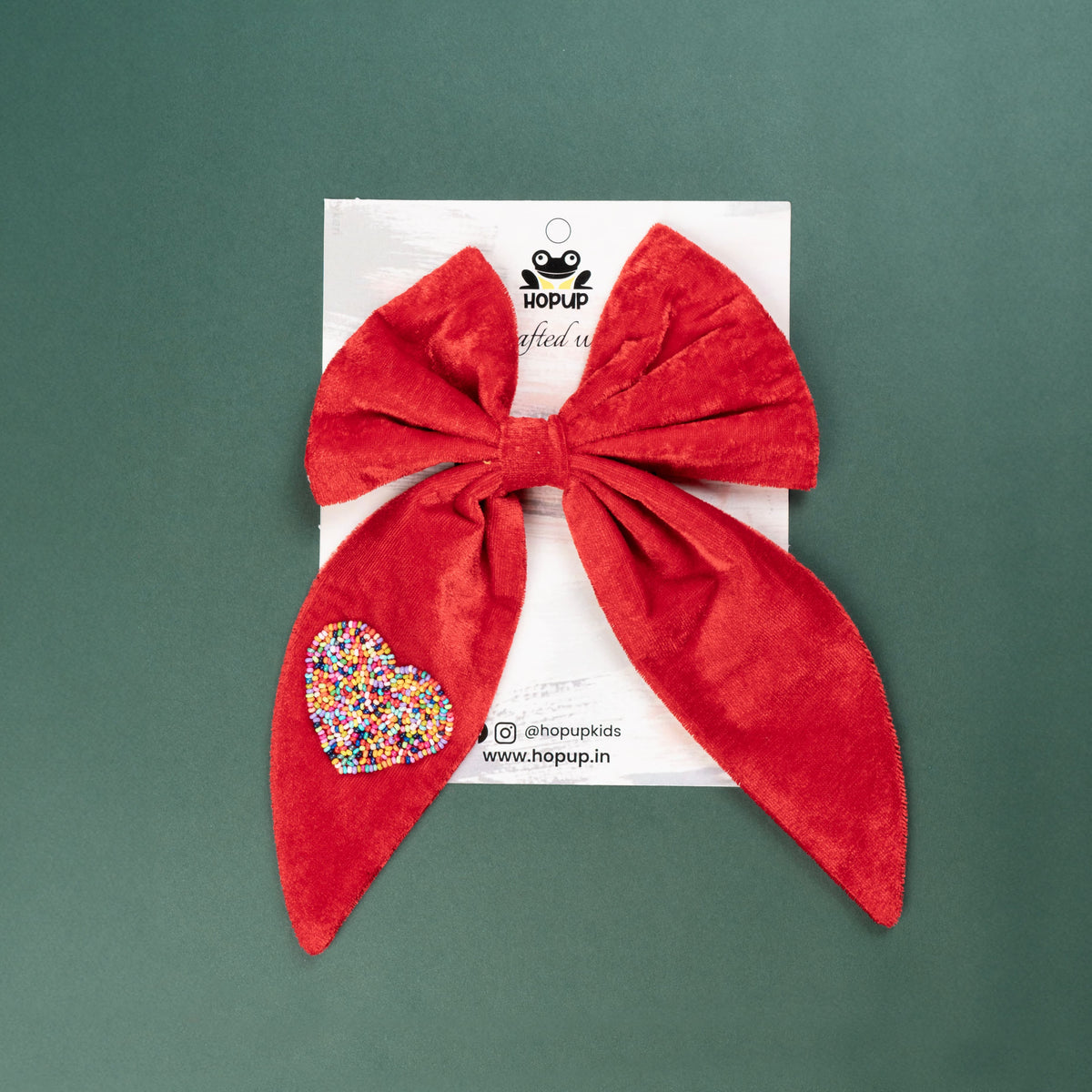 HeartBloom – Big Designer Red Heart Hair Bow (Set of 1)