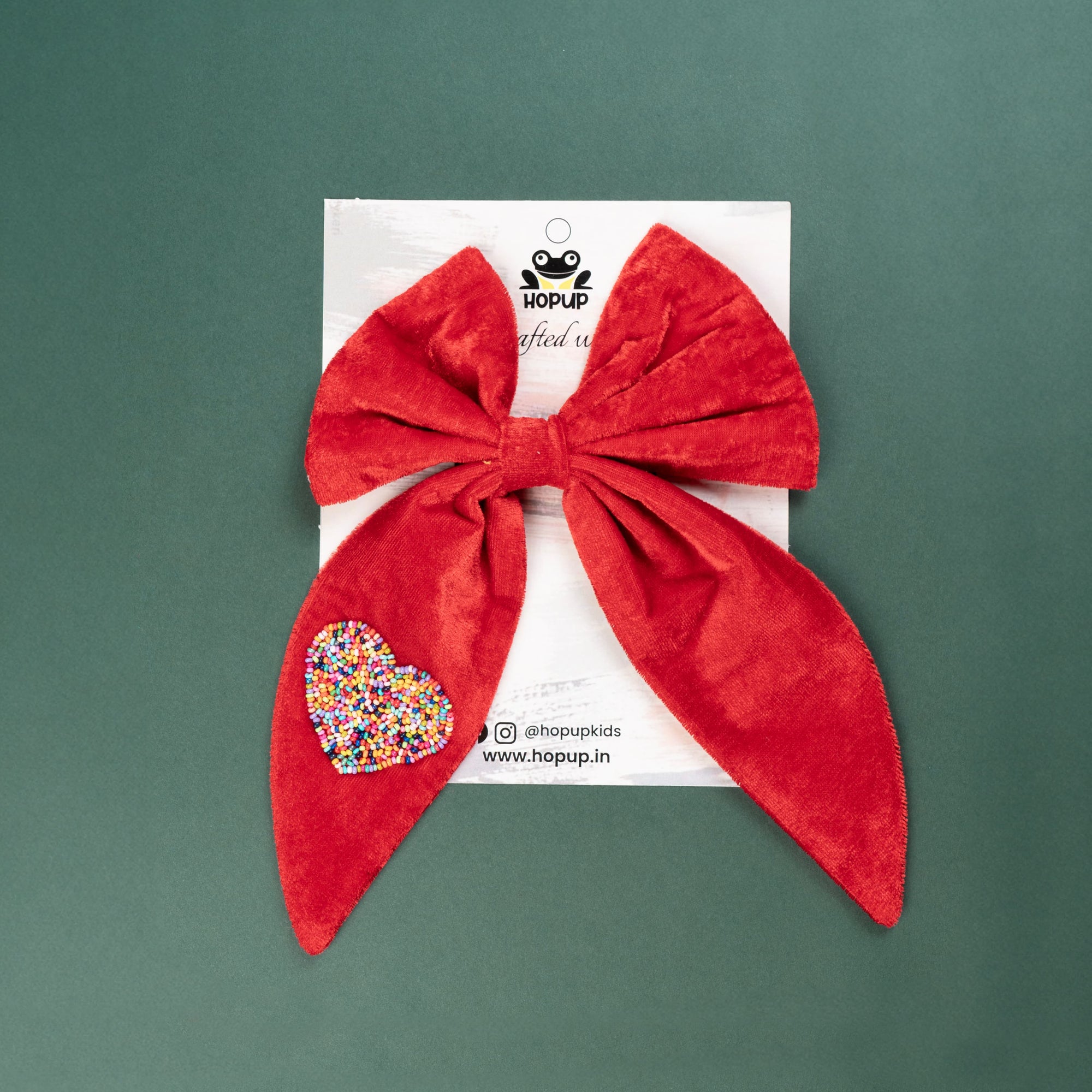 HeartBloom – Big Designer Red Heart Hair Bow (Set of 1)