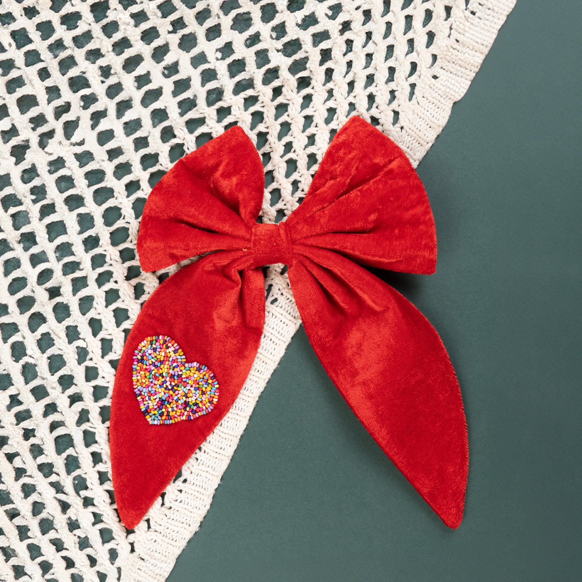 HeartBloom – Big Designer Red Heart Hair Bow (Set of 1)