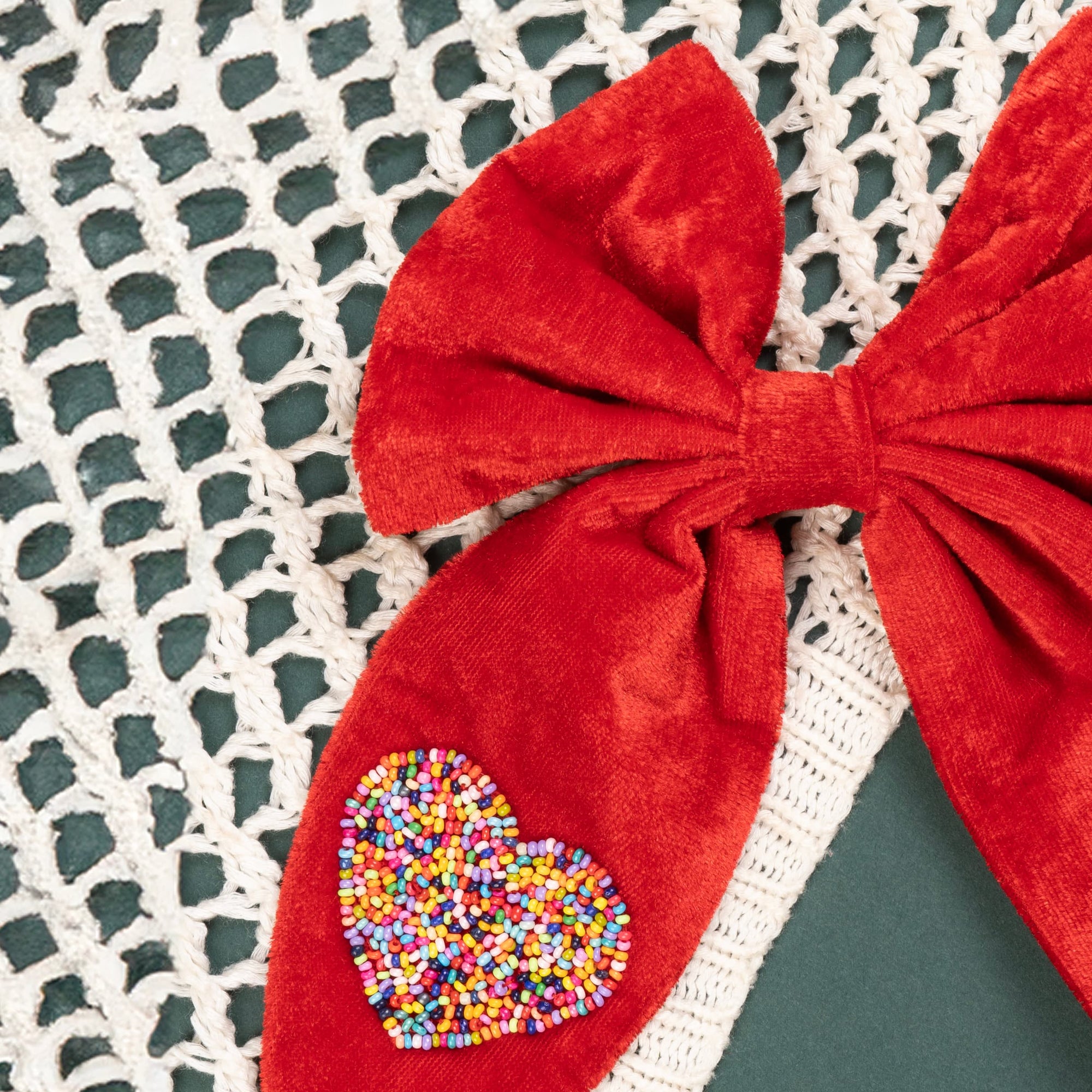 HeartBloom – Big Designer Red Heart Hair Bow (Set of 1)