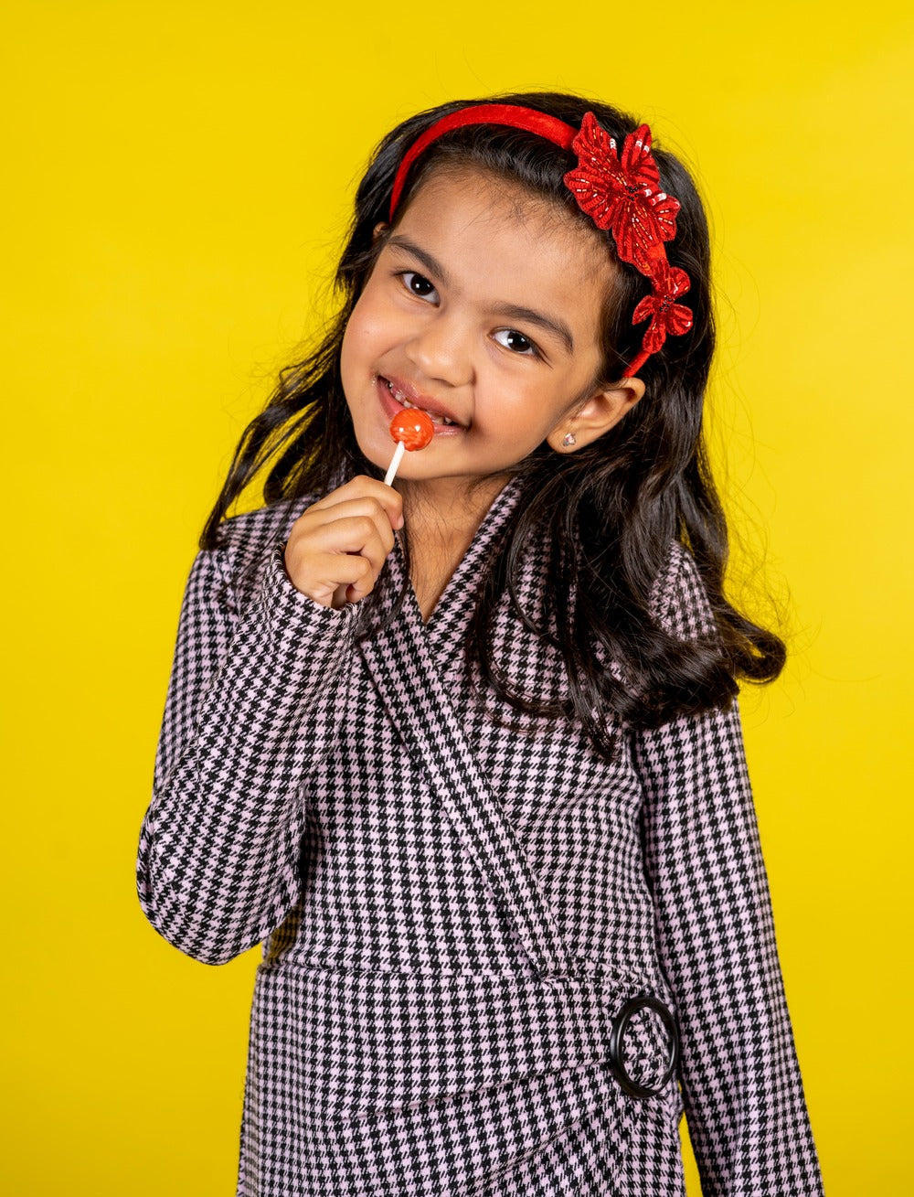 Bright Red Crystal Flowers Hair Band – Handmade Floral Hairband for Girls