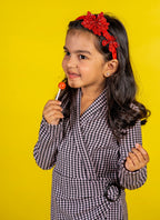 Bright Red Crystal Flowers Hair Band – Handmade Floral Hairband for Girls