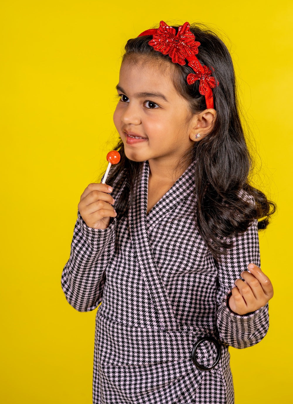 Bright Red Crystal Flowers Hair Band – Handmade Floral Hairband for Girls