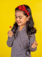 Bright Red Crystal Flowers Hair Band – Handmade Floral Hairband for Girls