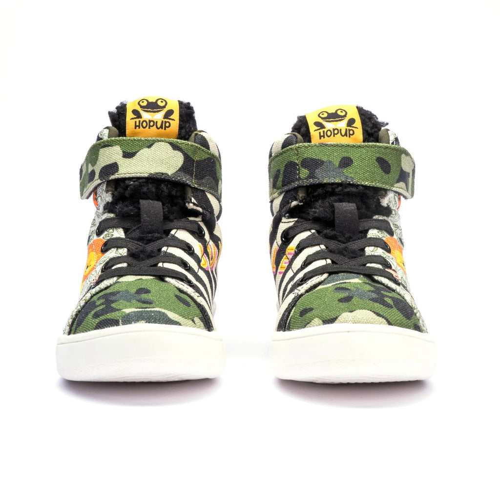 Kids Jungle Hi-Top Sneakers | Wild-Themed Corded Lace-Up Shoes | Lightweight & Anti-Skid Footwear for Kids