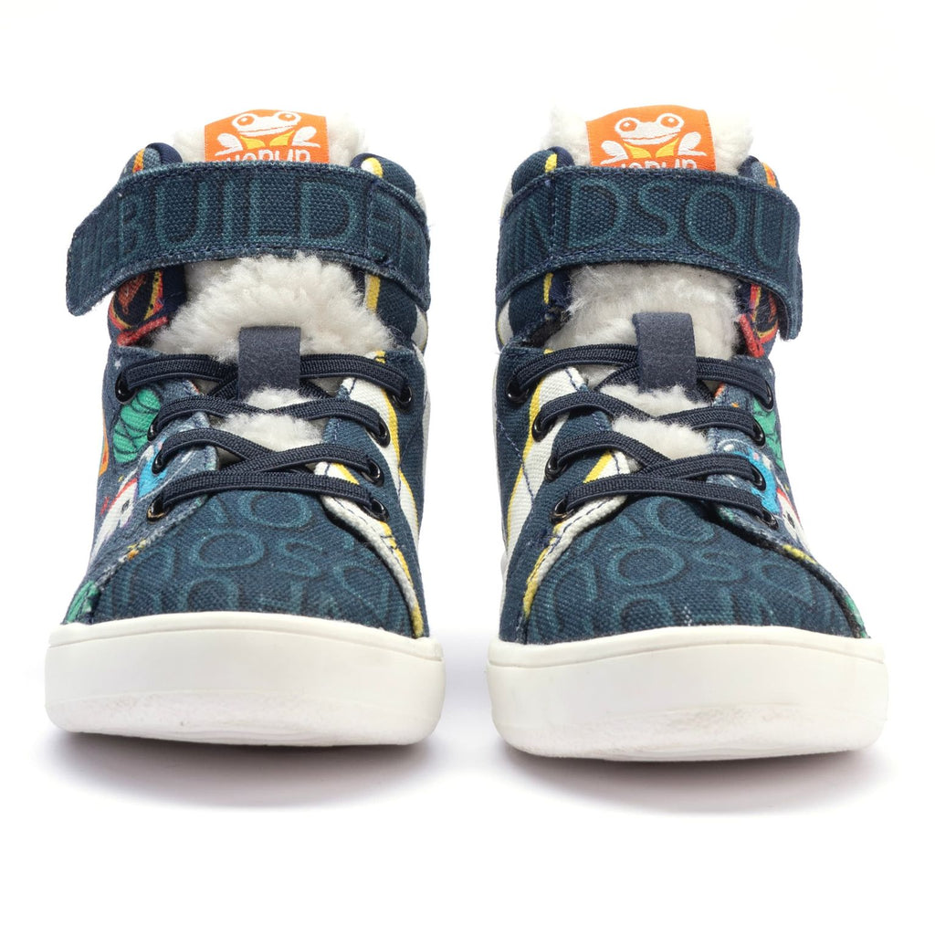 Kids Space Hi-Top Sneakers | Cosmic-Themed Quilted Lace-Up Shoes | Lightweight & Anti-Skid Sneakers for Kids