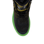 Rock Star Laser Glitter Boots | Black-Silver Hi-Top Boots with Green Sole | Eco-Friendly & Anti-Skid Party Boots for Kids