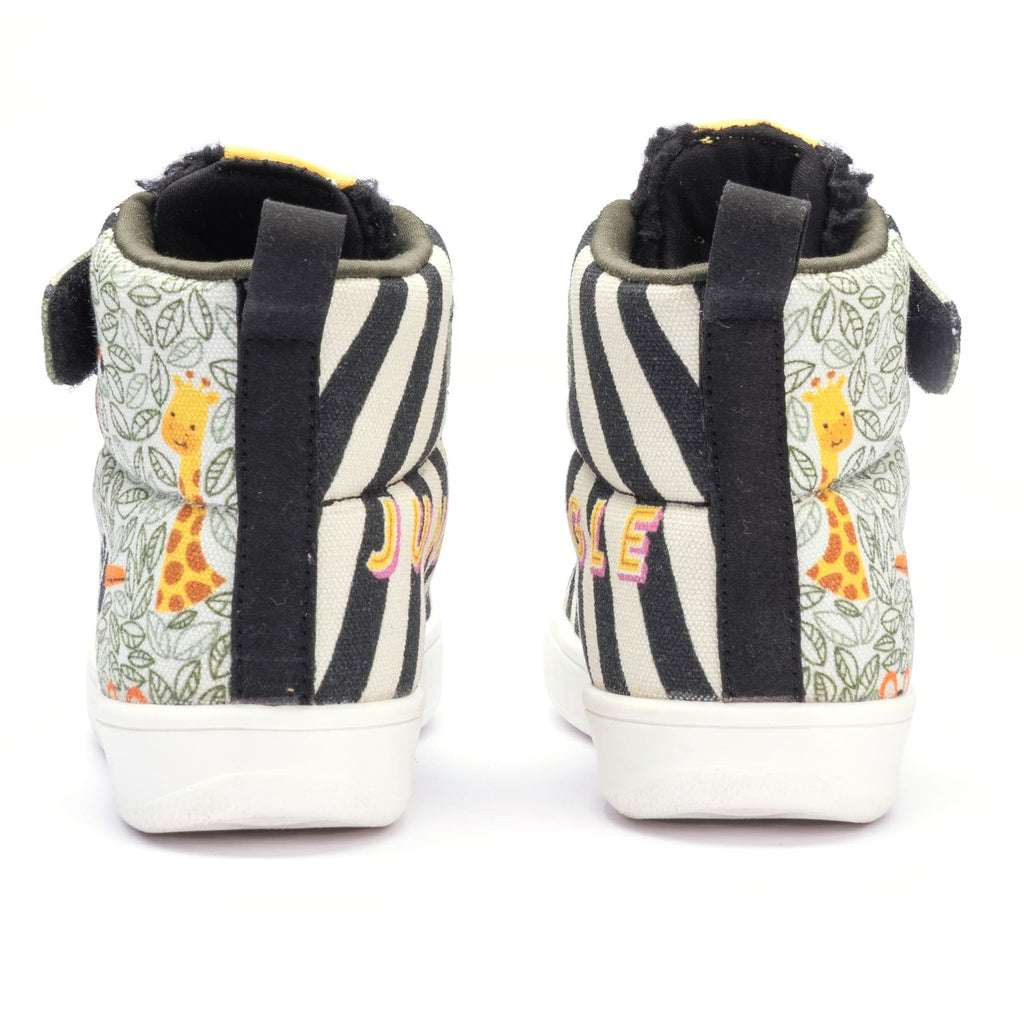 Kids Jungle Hi-Top Sneakers | Wild-Themed Corded Lace-Up Shoes | Lightweight & Anti-Skid Footwear for Kids