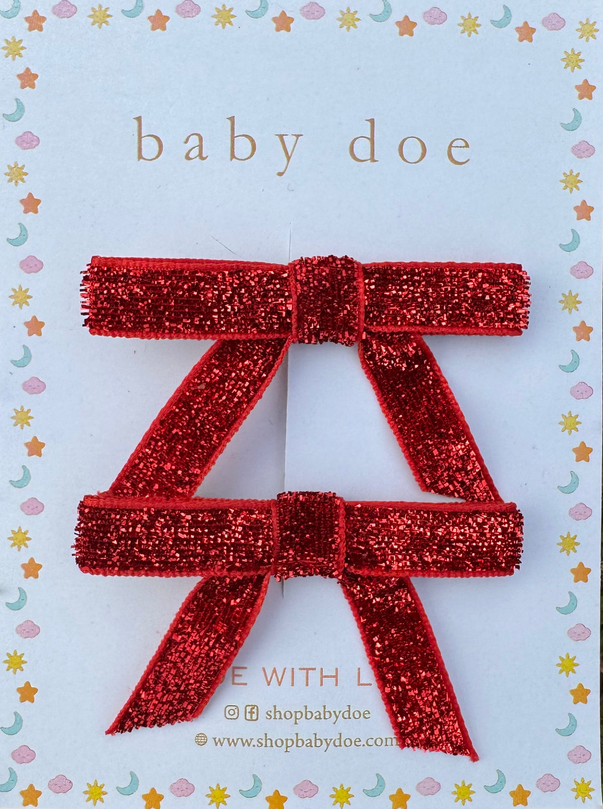 Red Glitter bows Hairclips