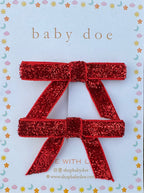 Red Glitter bows Hairclips